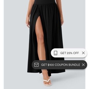 HALARA Black Maxi Skirt with High Slit